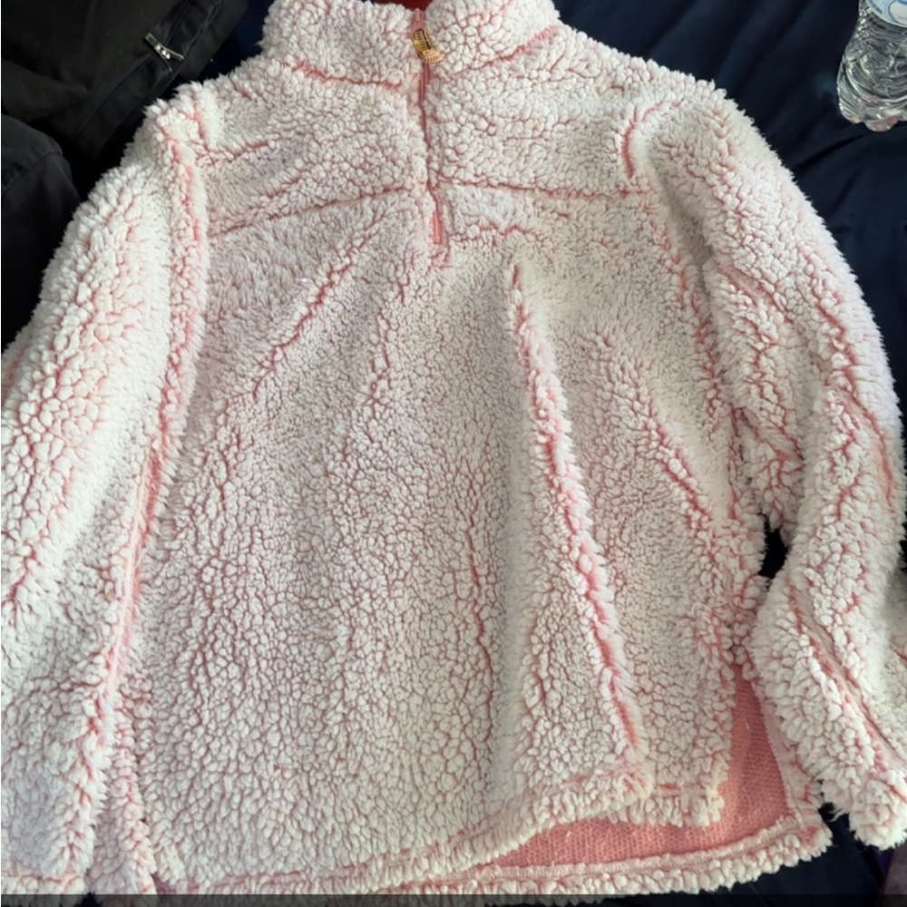 Cozy Pink and White Sherpa Pullover